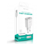 Бързо зареждащо зарядно NORDIC 220V 18W 3.0A USB-A + Type-C кабел Бял
