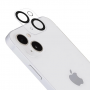 Цялостен стъклен протектор за задна камера за iPhone 15 Plus с прозрачна рамка