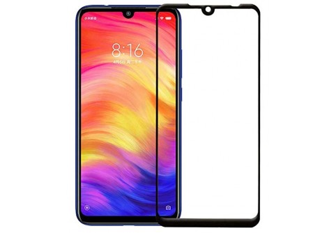 Извит стъклен протектор Full Glue за Xiaomi Redmi 7 с черна рамка