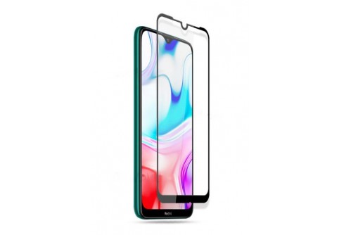 Извит стъклен протектор Full Glue за Xiaomi Redmi 8/8A с черна рамка