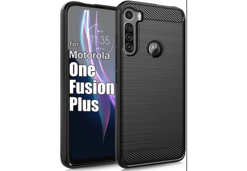 Силиконов гръб Carbon Fiber за Motorola One Fusion Plus Black