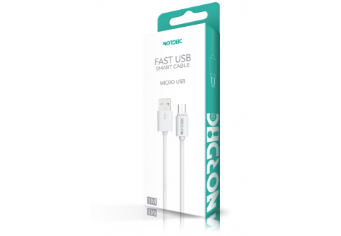 Кабел NORDIC USB – Micro 1м Бял