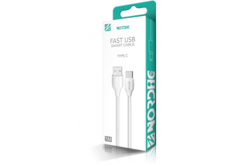 Кабел NORDIC USB – Type – C 1м Бял