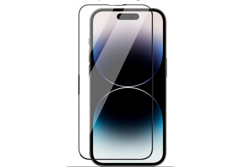 Извит стъклен протектор Full Glue за iPhone 14 Pro с черна рамка