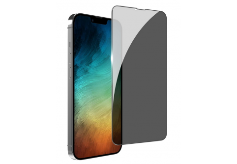 Privacy Full glue стъклен протектор за iPhone 13 Mini с черна рамка