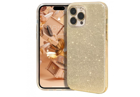 Блестящ силиконов гръб Shining за iPhone 15 Pro Златист