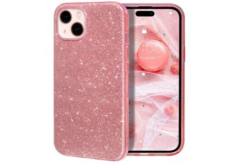 Блестящ силиконов гръб Shining за iPhone 15 Plus Розов