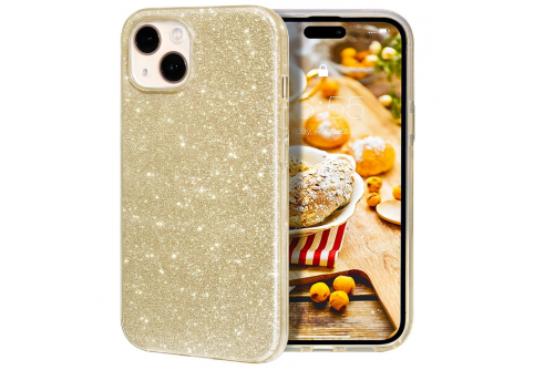 Блестящ силиконов гръб Shining за iPhone 15 Plus Златист