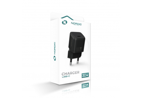 NORDIC 220V 30W, USB-C GaN, черен