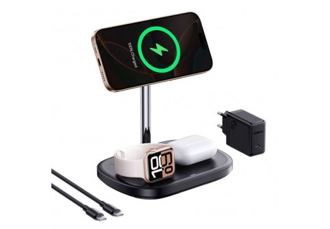 BASEUS Холдер + 3-в-1 Charging station Wireless Magnetic Qi2 45W EnerFill FS41 with TEC Cooling, за бюро /черен/